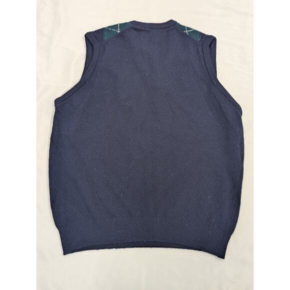 Vintage LL Bean Wool Sweater Vest Argyle Blue XL Ireland Lambswool Scotland - Picture 7 of 7